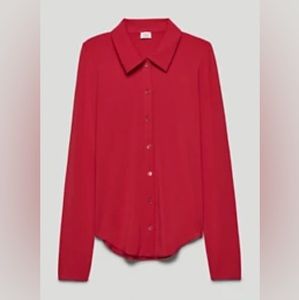 ARITZIA RED LONG SLEEVE BUTTON UP